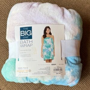 The Big One Aqua and White Tie-Dye Bath Wrap NEW